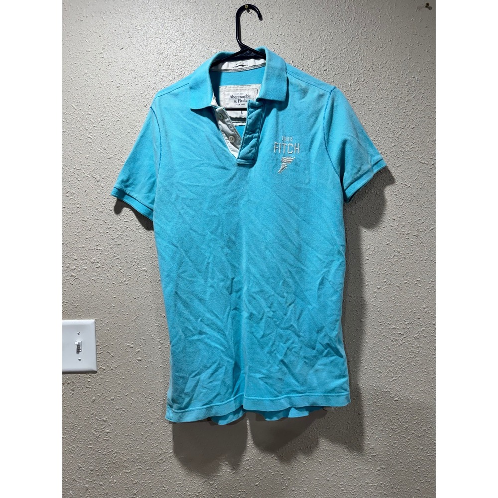 Abercrombie & Fitch Mens Large Polo Shirt Blue Short Sleeve 1892 Fitch Logo